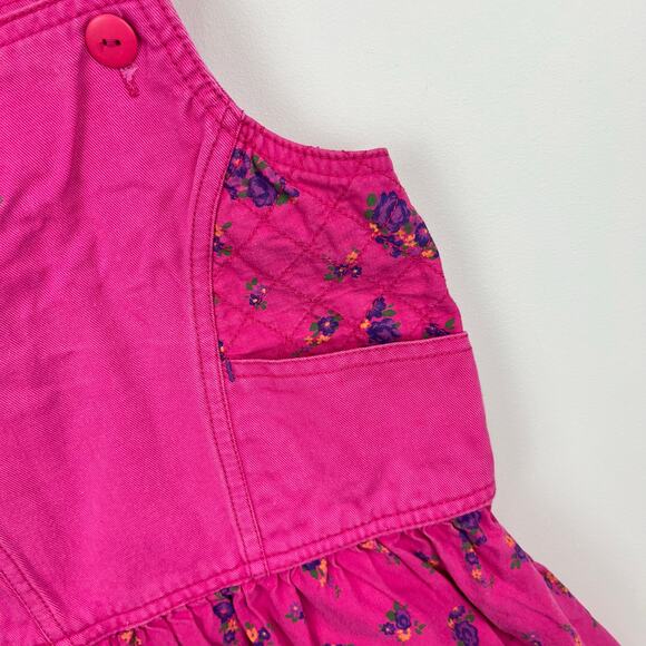 Vintage Calabash Pink Floral Denim Jumper Dress 5T - Picture 4 of 8